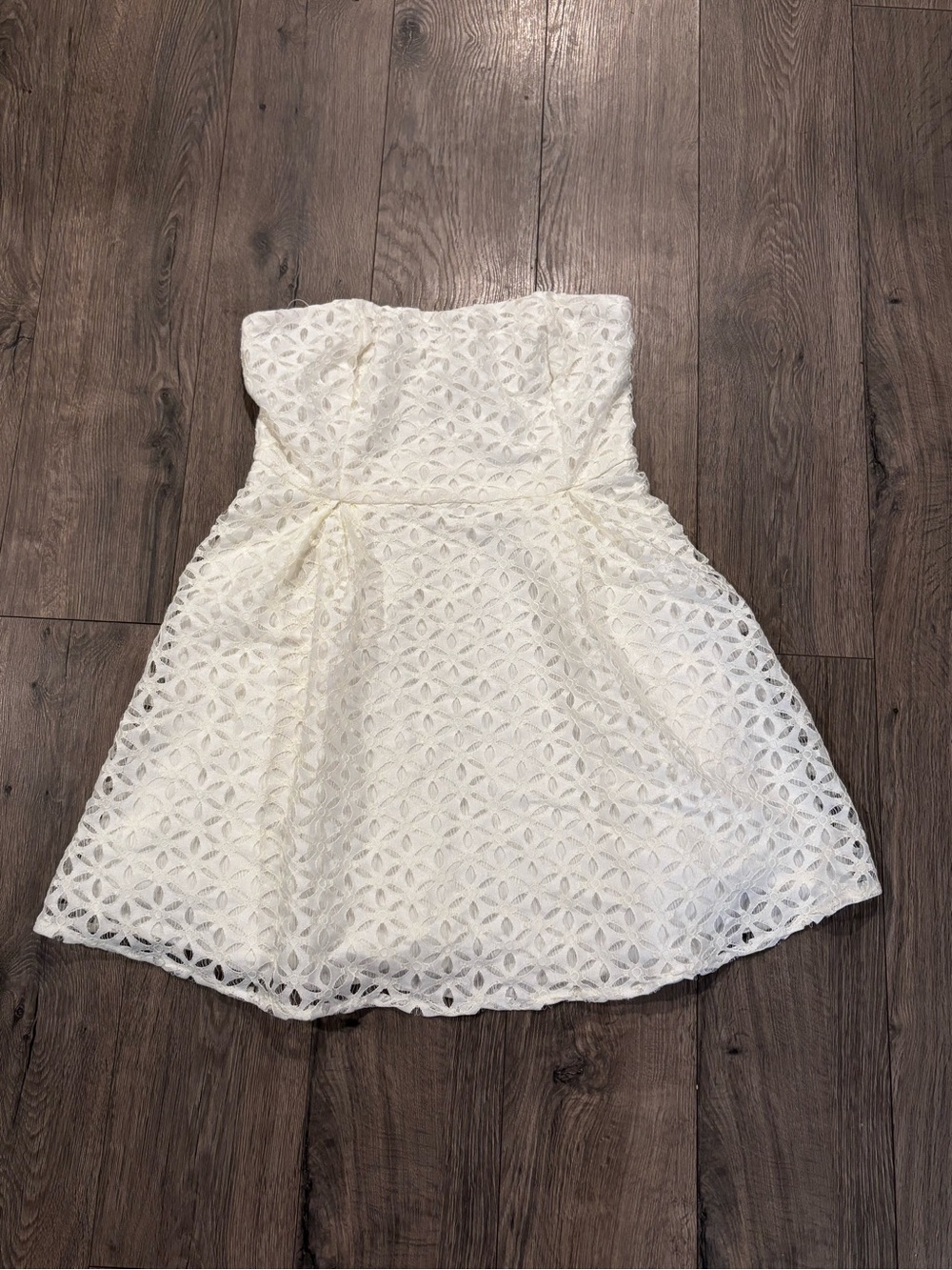 Double Zero Ivory Strapless Lace Fit-and-Flare Dress